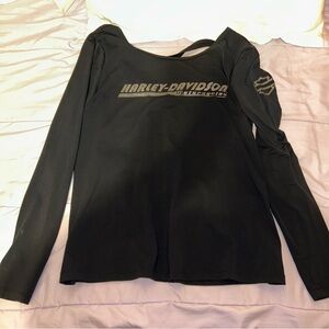 Harley-Davidson® Women's Key Hole Back Long Sleeve Top, Black 96161-18VW